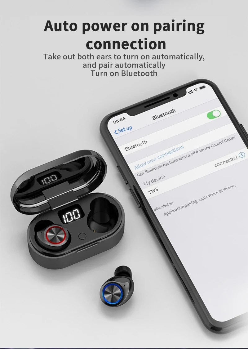 Title 10, TW80 Bluetooth Headset 5.0 with LED Digital Dis...