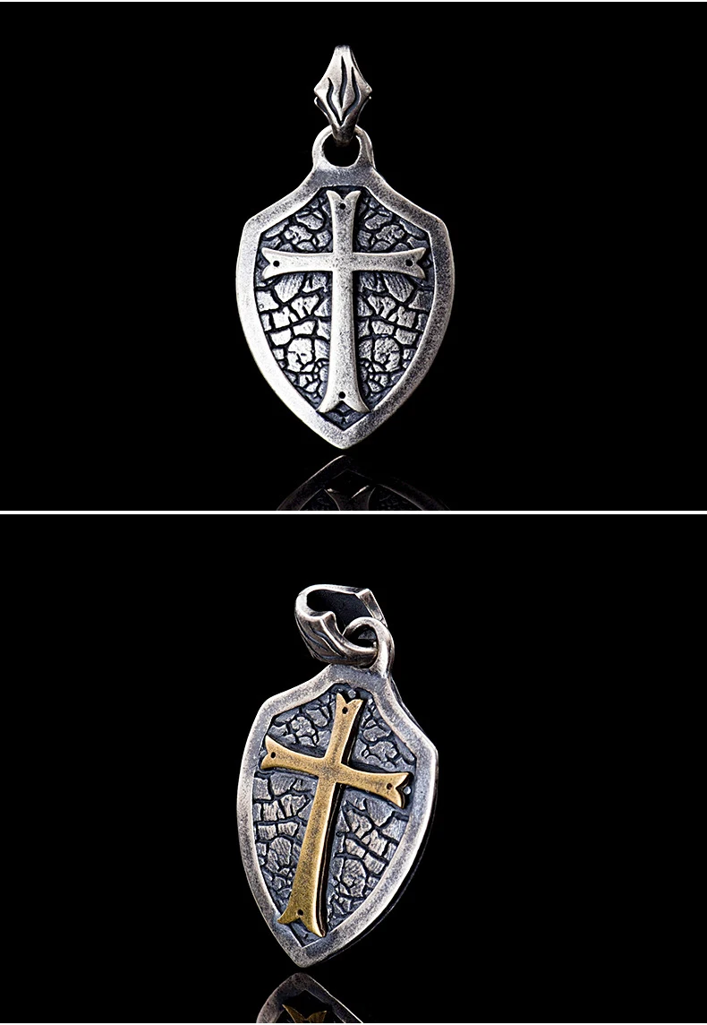 S925 Zilveren Kruis Schild Kettinghanger Donkere Koude Stijl Sterling Zilveren Ketting. Bescherming en stijl, perfect voor dagelijks gebruik. — foto 5