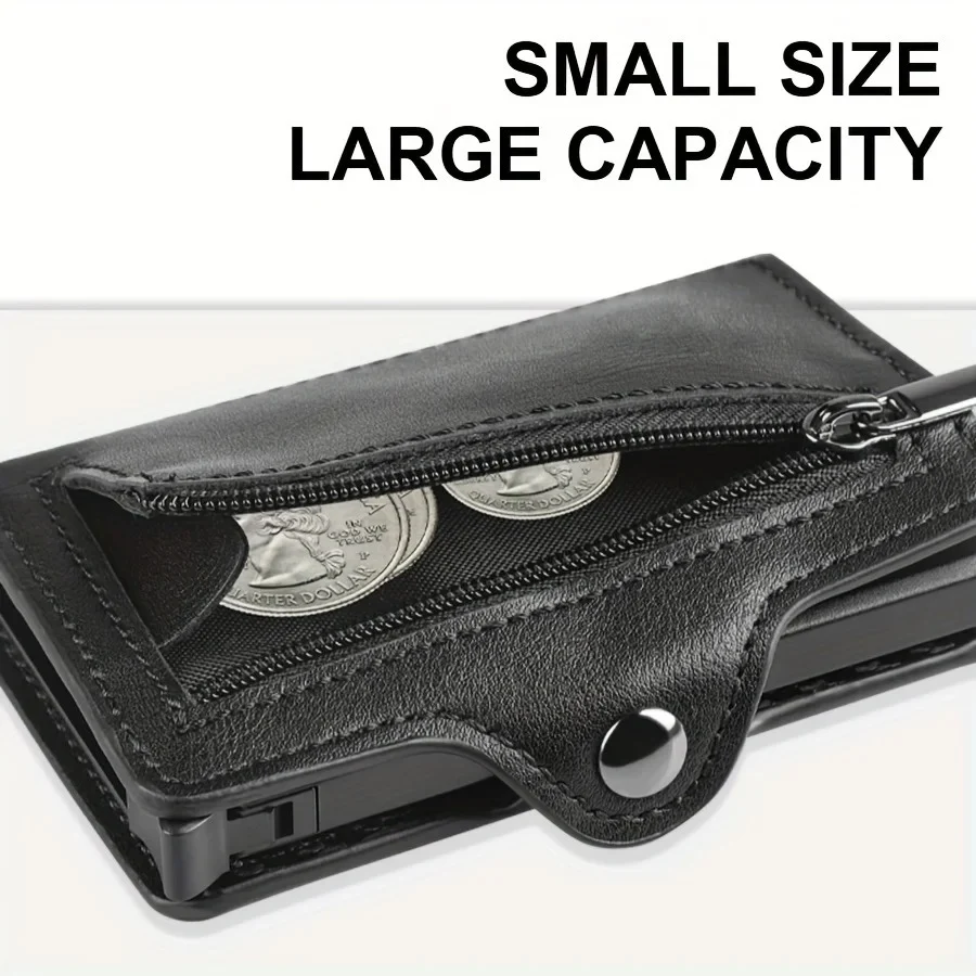 Carteira Masculina com Rastreador Cartão Clamp Metal Porta Cartão Fina Antifurto RFID, Nunca mais perca sua carteira, proteção segura. — foto 1