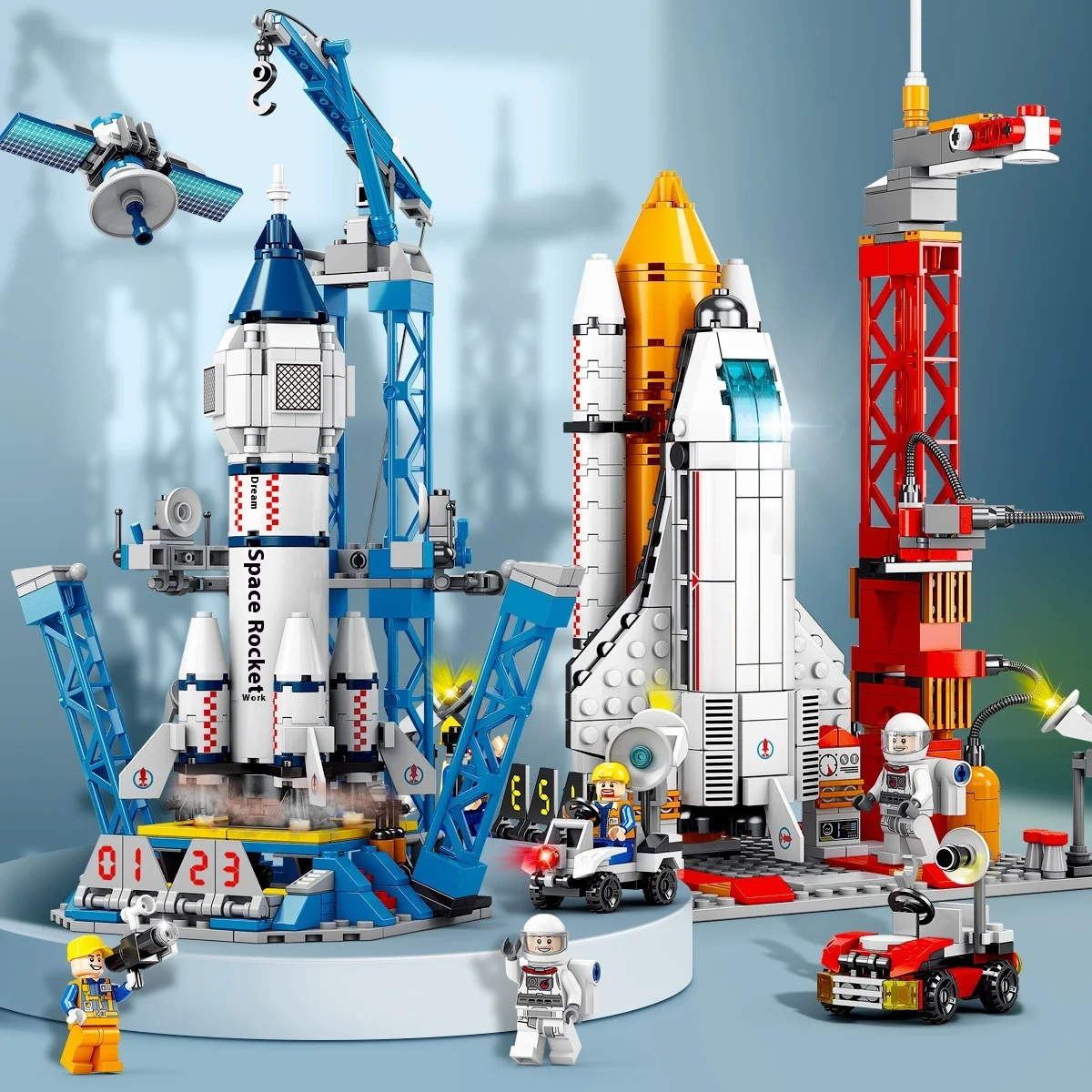 Blocos de construção Foguete Espacial Montagem nível astronauta Quebra-cabeça para crianças e adultos Estimula criatividade e habilidades motoras Brinquedo educativo — foto 8