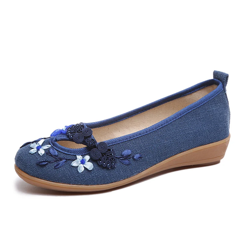 Sapatos bordados à mão para mulheres em algodão e linho, estilo étnico, perfeitos para um visual artesanal e confortável, design exclusivo. — foto 1