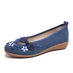 Sapatos bordados à mão para mulheres em algodão e linho, estilo étnico, perfeitos para um visual artesanal e confortável, design exclusivo. — foto 1