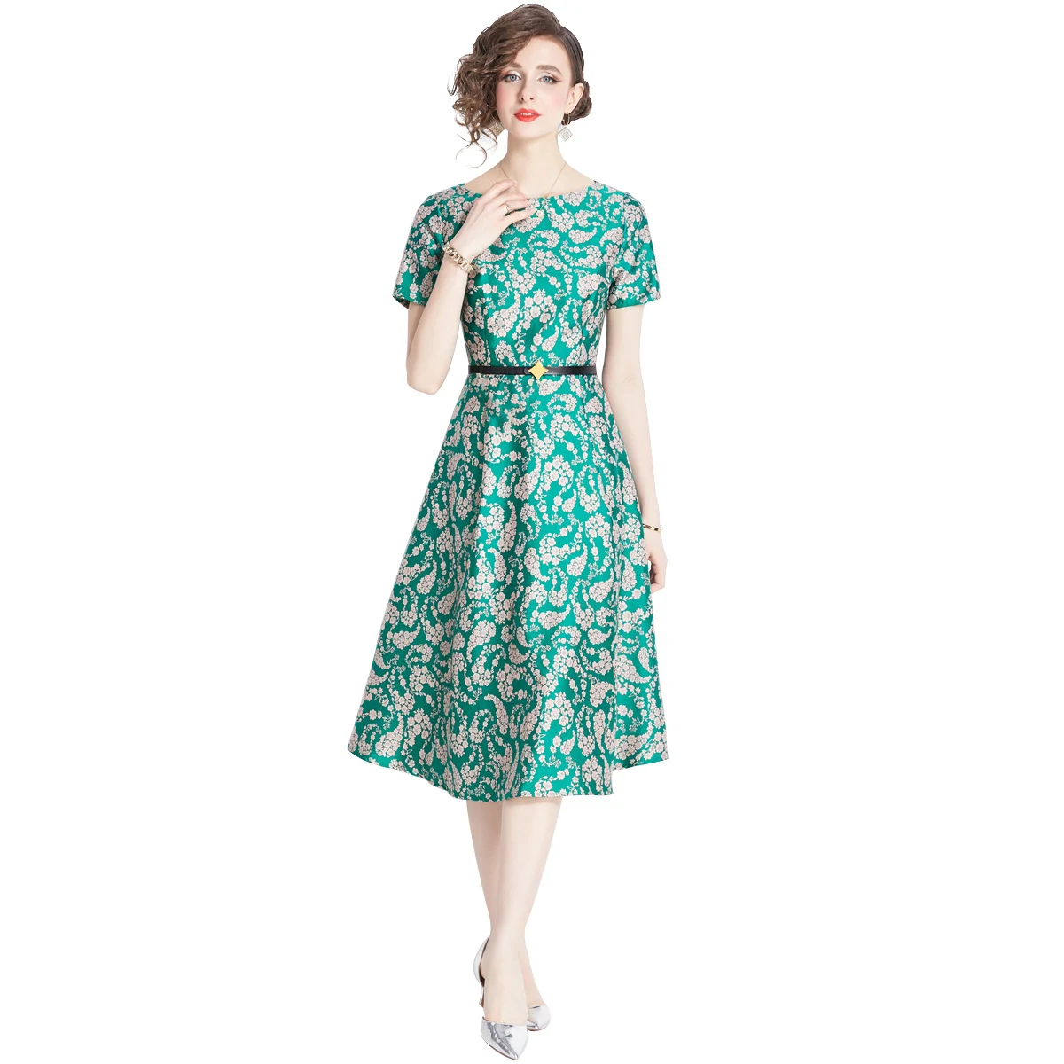 French Retro Jacquard Dress Women — photo 5