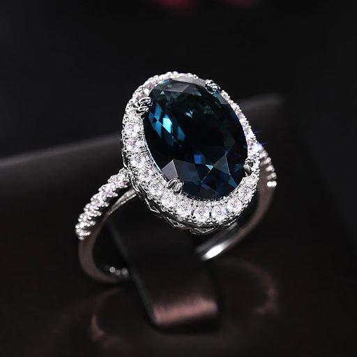 Title 1, Anel de Zircônia Azul Pavão para Mulher. Joia f...