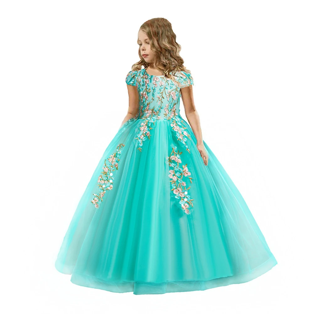 Herfst Meisjes Lange Kant Applique Paraplu Prinsessenjurk Elegant Perfect voor Feestelijke Gelegenheden en Bruiloften — foto 10