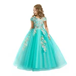 Herfst Meisjes Lange Kant Applique Paraplu Prinsessenjurk Elegant Perfect voor Feestelijke Gelegenheden en Bruiloften — foto 10