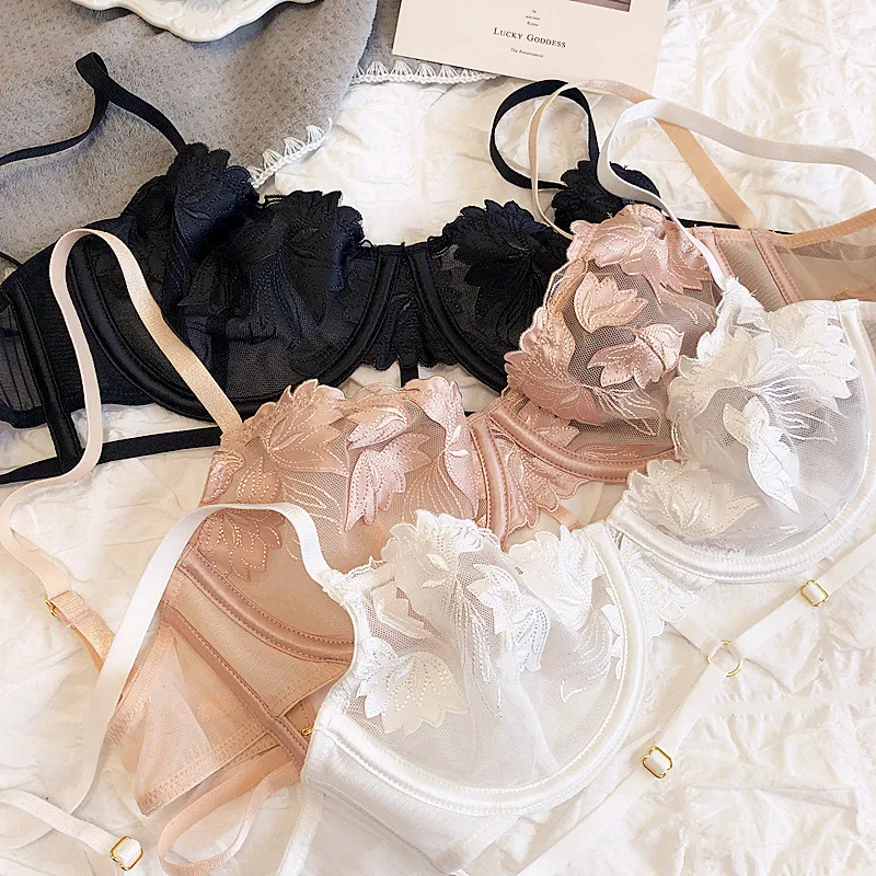 Title 12, Ultra-thin French lace bra designed for big bus...