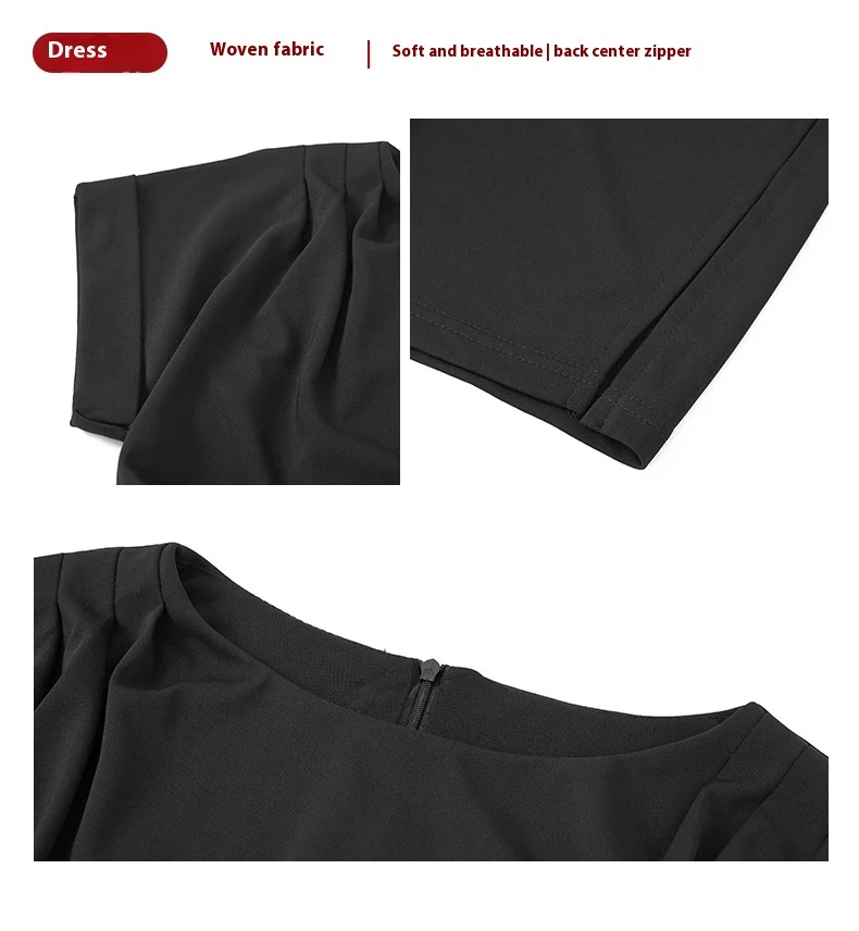 Temperament Crew Neck Bat Sleeve Slim Mid-length Dress — photo 4