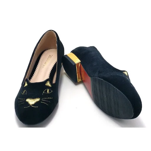 Title 3, Cute Black Cat Ballet Flats for girls. Comforta...