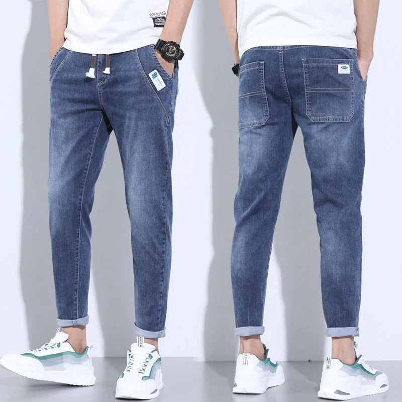 Pantalones casuales de mezclilla elásticos para hombre delgados, comodidad y estilo. Ideales para uso diario, finos y transpirables, perfectos para climas cálidos. — foto 12