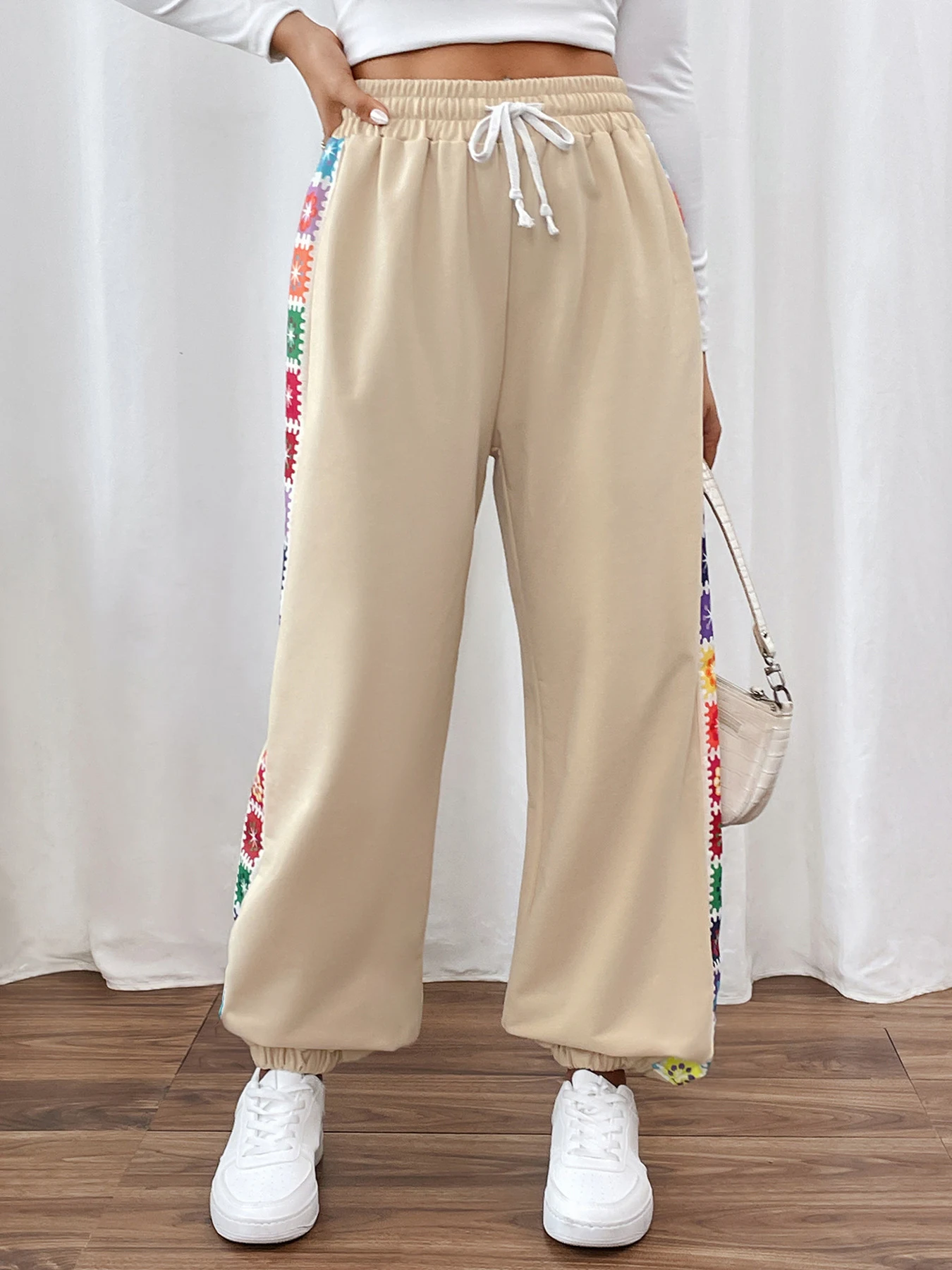 Title 4, Womens Loose Color Stripes Stitching Sweatpant...