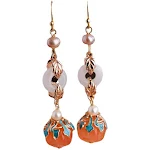 Brincos elegantes de abóbora laranja estilo étnico chinês com pérolas, perfeitos para adicionar um toque sofisticado e único ao seu visual. — foto 5