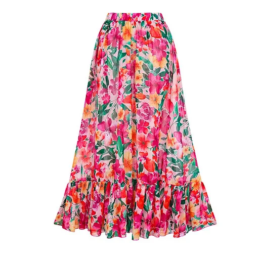 Title 7, Flounced Backless Floral Beach Vacation Swimsui...