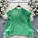 Sweet Ruffled Collar Pullover Puff Sleeve Chiffon Shirt — photo 11