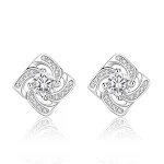 Brincos de diamante quadrados em prata esterlina Design diferenciado — foto 1