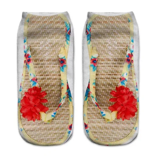 Title 14, Womens Fashion Simple Flip-flop Print Socks