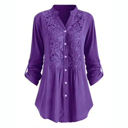 Title 4, Lace panel lace shirt for women, elegant and st...