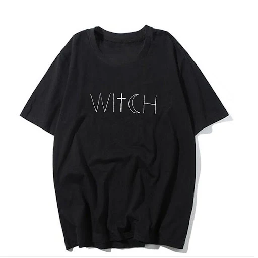 Title 6, Witch Print Casual T-shirt for Women, comfortab...
