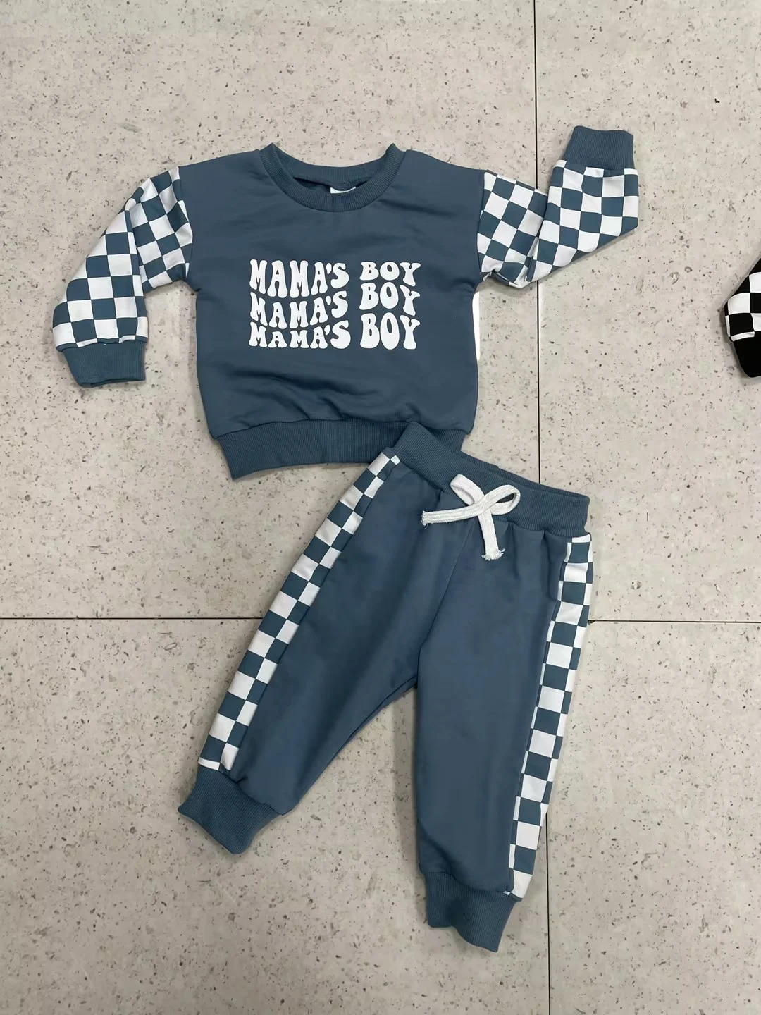 Kinderen geruite lange mouw sweater set, ideaal voor warme en modieuze outfits in de herfst en winter, zacht en comfortabel. — foto 7