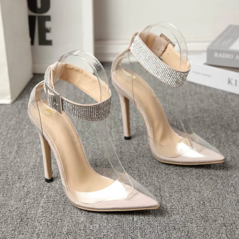 Title 3, Rhinestone Transparent PVC Sexy Super High Heel...