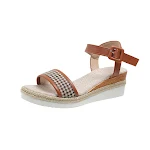 Women's Houndstooth Print Sandals, Summer Buckle Dress Shoes, stylish and comfortable footwear, perfect for warm weather — photo 2