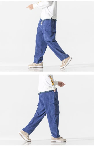 Title 3, Mens Loose Straight Leg Corduroy Workwear Trou...