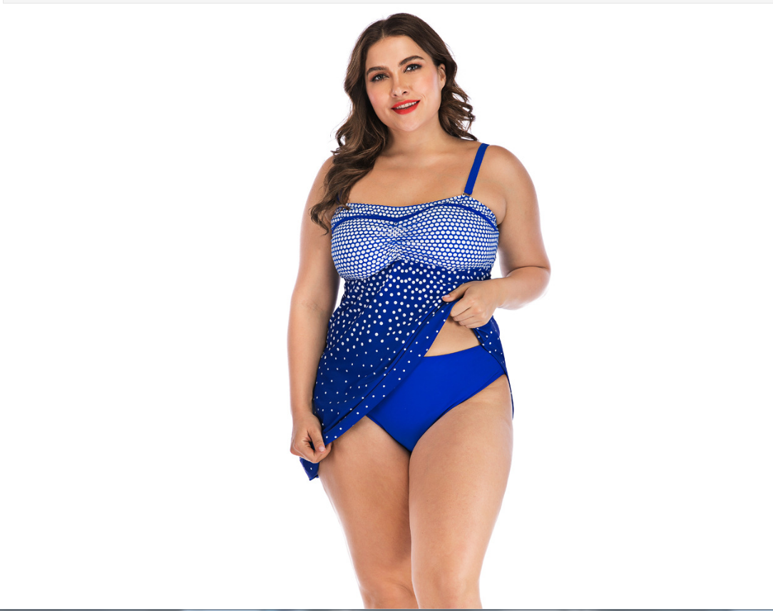 Women's Plus Size Swimsuit with Skirt Split Briefs, provides comfort and coverage, perfect for swimming and enjoying the — photo 3