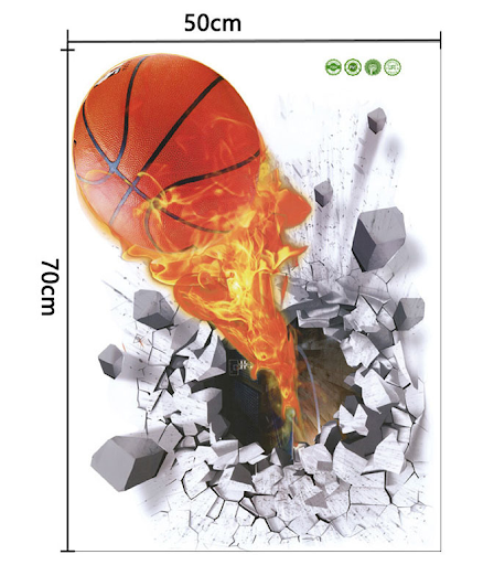 Title 5, 3D basketball flat wall sticker