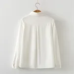 Camisa de manga comprida de algodão de cor sólida com folhas bordadas para mulheres camisa francesa — foto 8