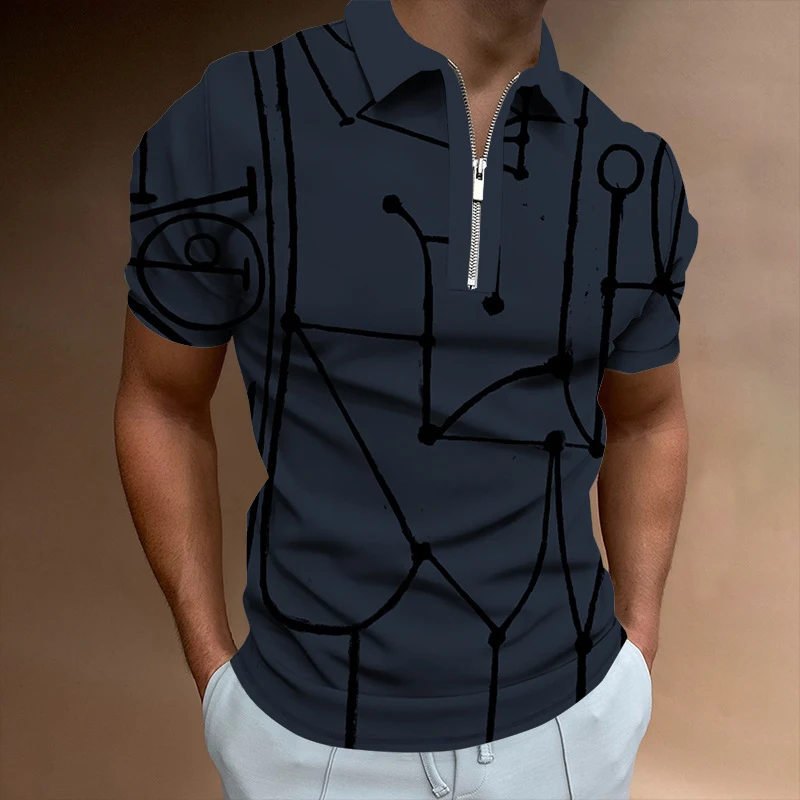 Title 2, Camisa polo com zíper e impressão digital 3D, r...
