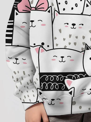 Title 4, Moletom com capuz de gato de desenho animado pe...