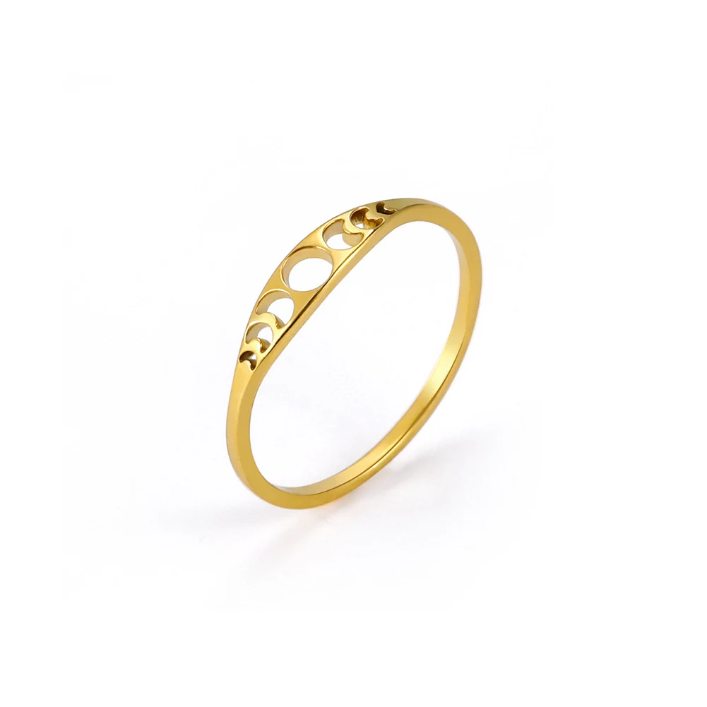 Title 3, Goldener Hohl-Sonnenring aus Titanstahl, filigr...