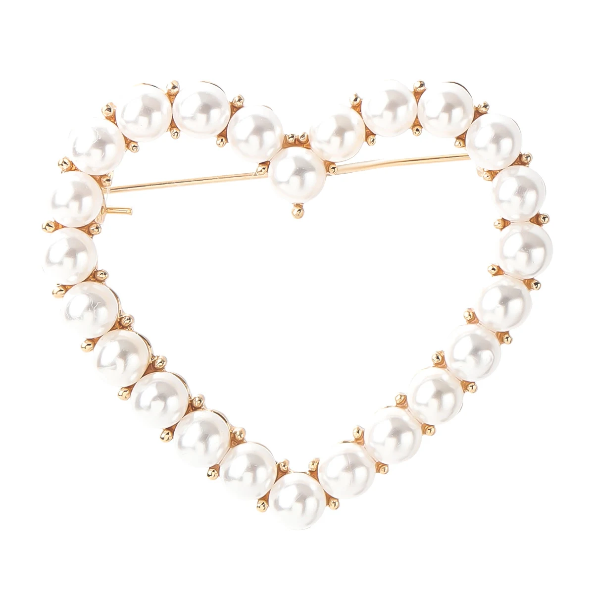 Broche de corazón de perla con incrustaciones de aleación, un accesorio elegante para realzar tu estilo y añadir un toque romántico a cualquier atuendo. — foto 2