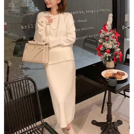 Title 1, Pink Inner Knitted Dress Womens Autumn And Win...