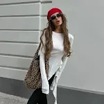 Weißes Rundhals-T-Shirt aus gestricktem Stoff — foto 5