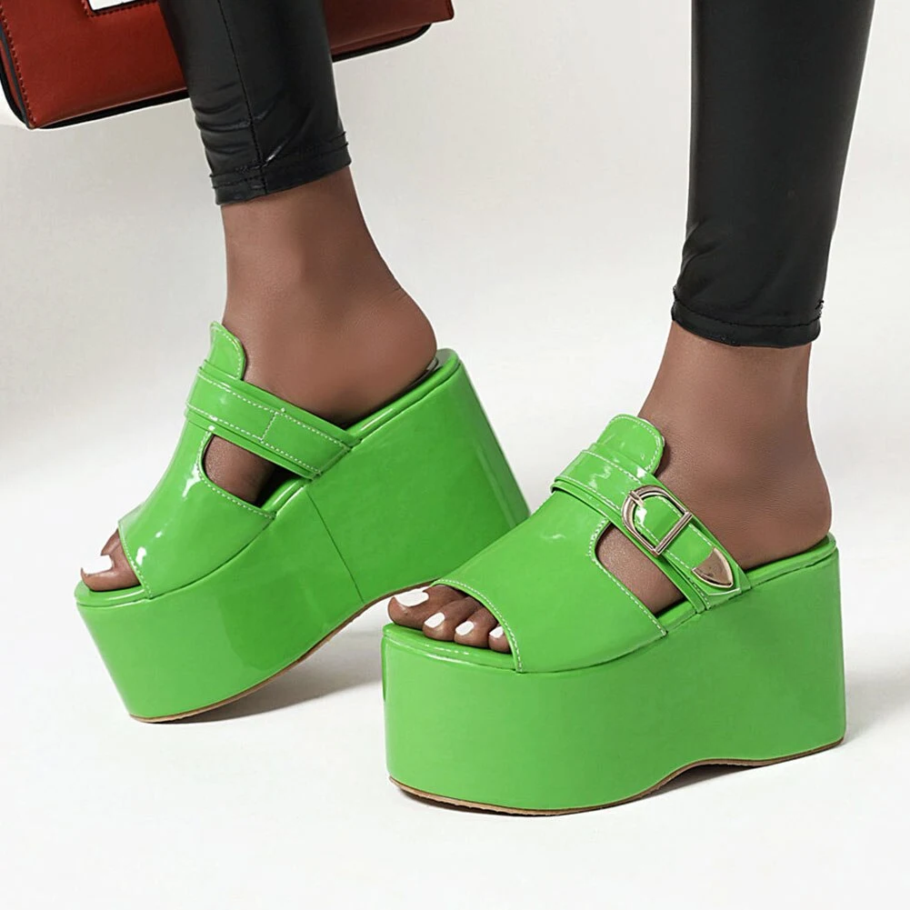 Title 8, Womens Wedge Slippers with Fish Mouth Sponge C...