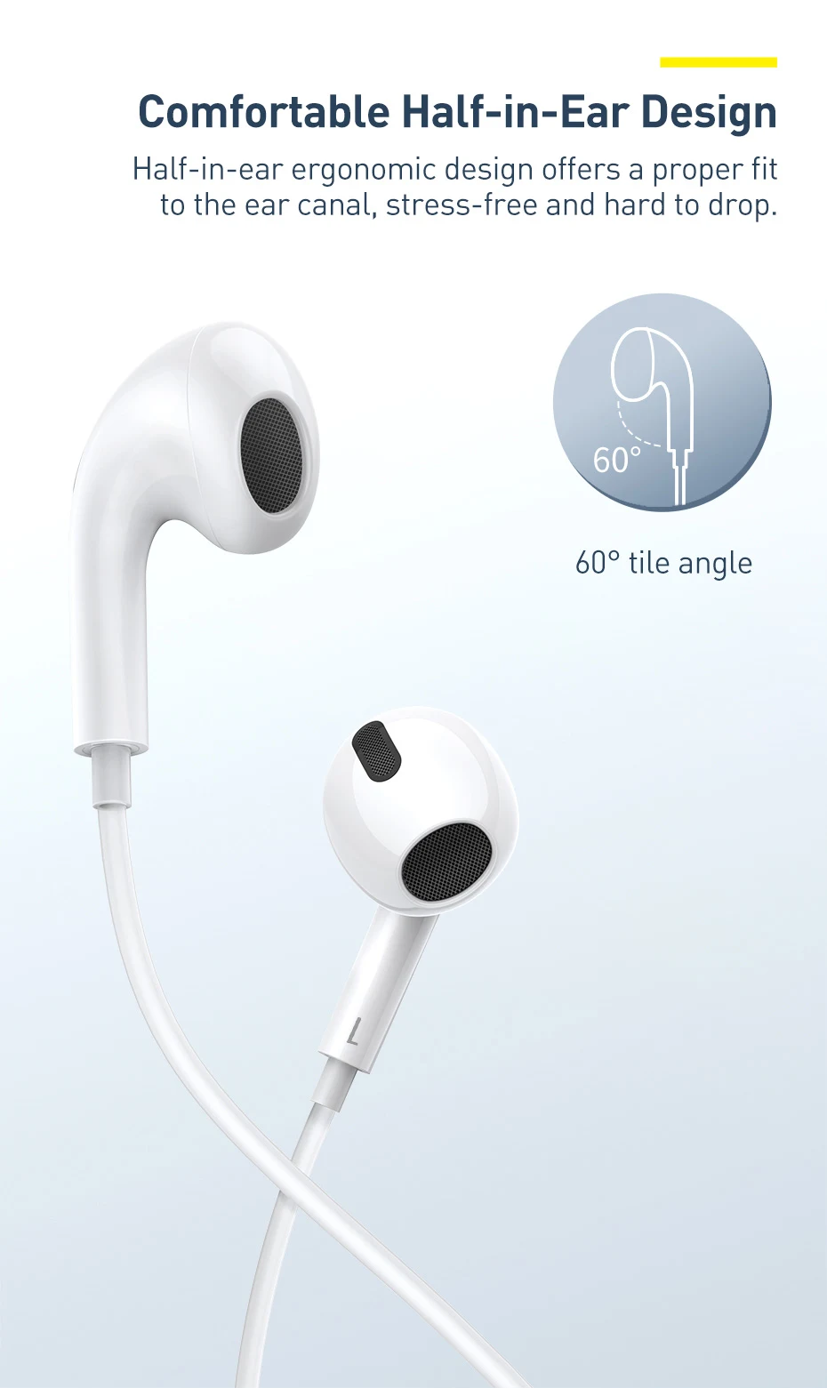 Title 9, Encok C17 White Lateral In-ear Wired Earphone T...