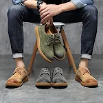 Men's pig leather casual shoes British trendy style. Comfortable and stylish footwear for everyday wear, perfect for the — photo 1
