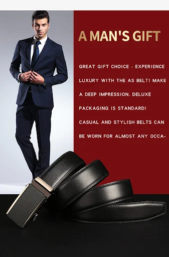 Title 4, Mens Leather Belt with Automatic Buckle, Two-l...
