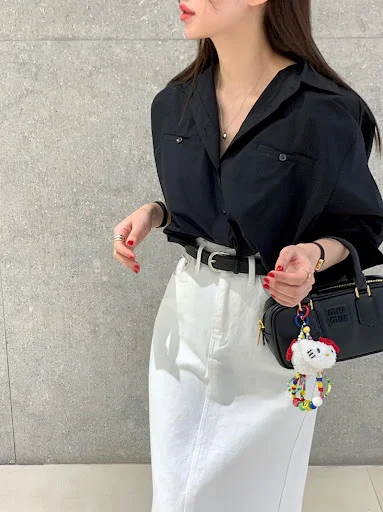 Title 29, Koreaanse denim rok, effen kleur, hoge taille e...