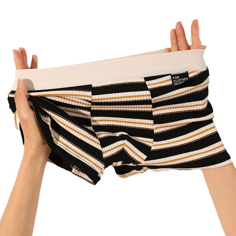 Men's Cotton Summer Breathable Boxer Underwear Plus Size Mid-waist Stripes, providing all-day comfort and superior breat — photo 4