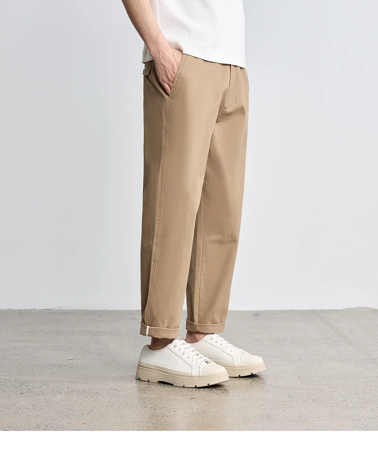 Title 8, Katoenen rechte casual broek voor heren, eenvou...