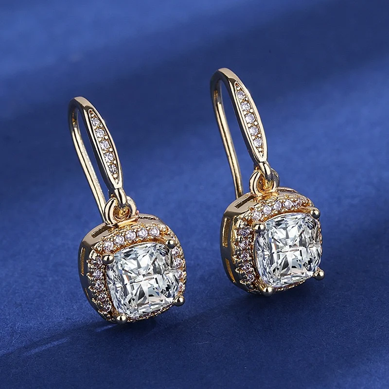Brincos longos quadrados de zircônia para mulheres, moda e elegância. Realçam sua beleza e são perfeitos para qualquer ocasião. — foto 4