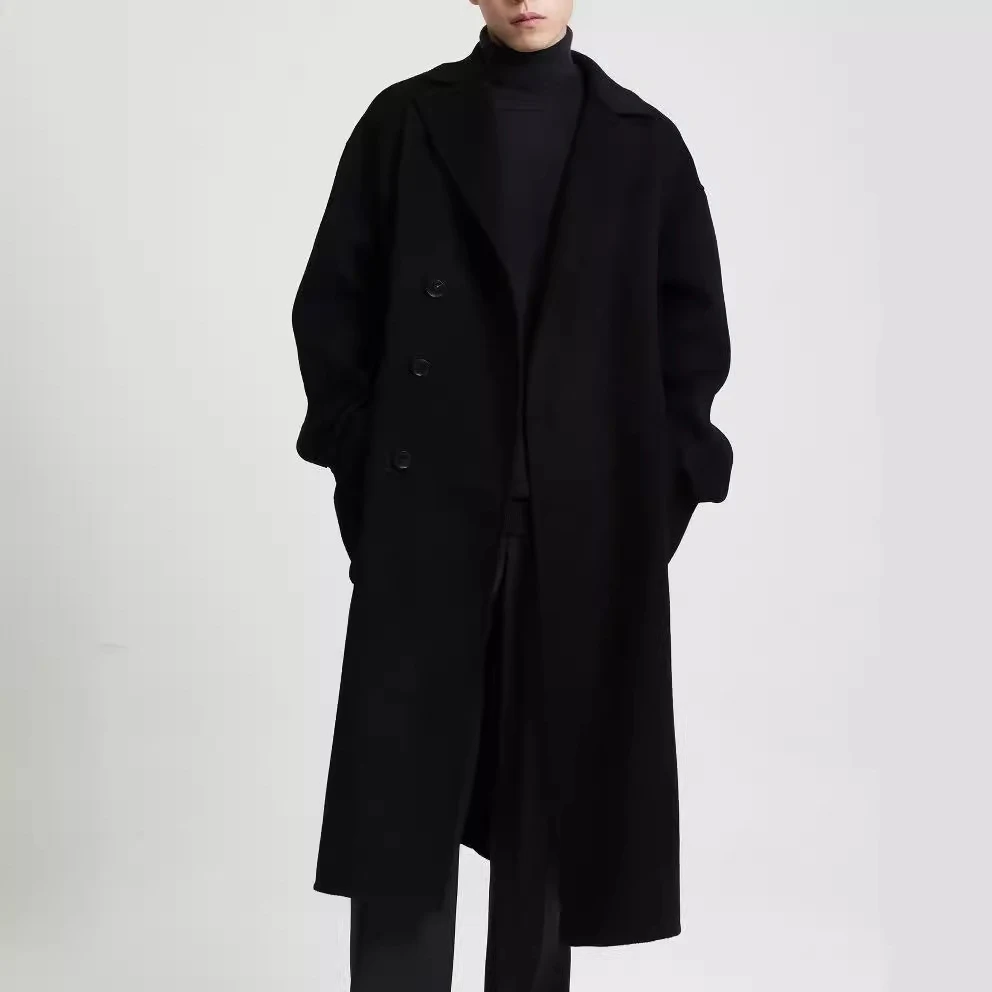Men's long double-faced woolen overcoat, a warm winter coat. Experience ultimate comfort and style with this sophisticat — photo 1