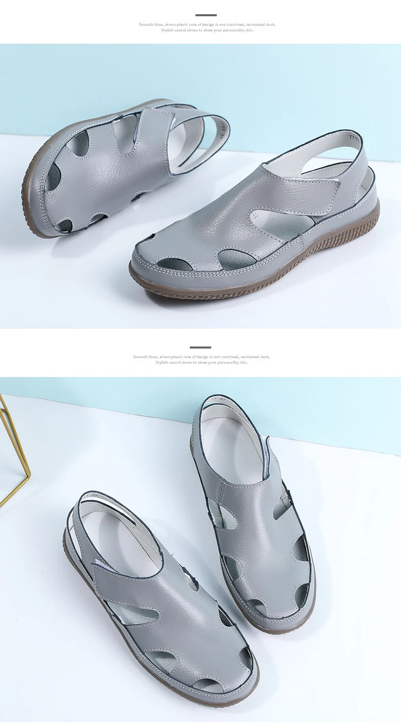 Title 10, Womens Hollow Leather Casual Sandals Comfortab...