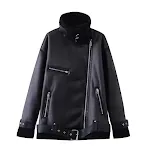 New Women's Fleece-lined PU Coat Lamb Wool Thickened Coat, a warm and comfortable winter coat, perfect for cold weather — photo 4
