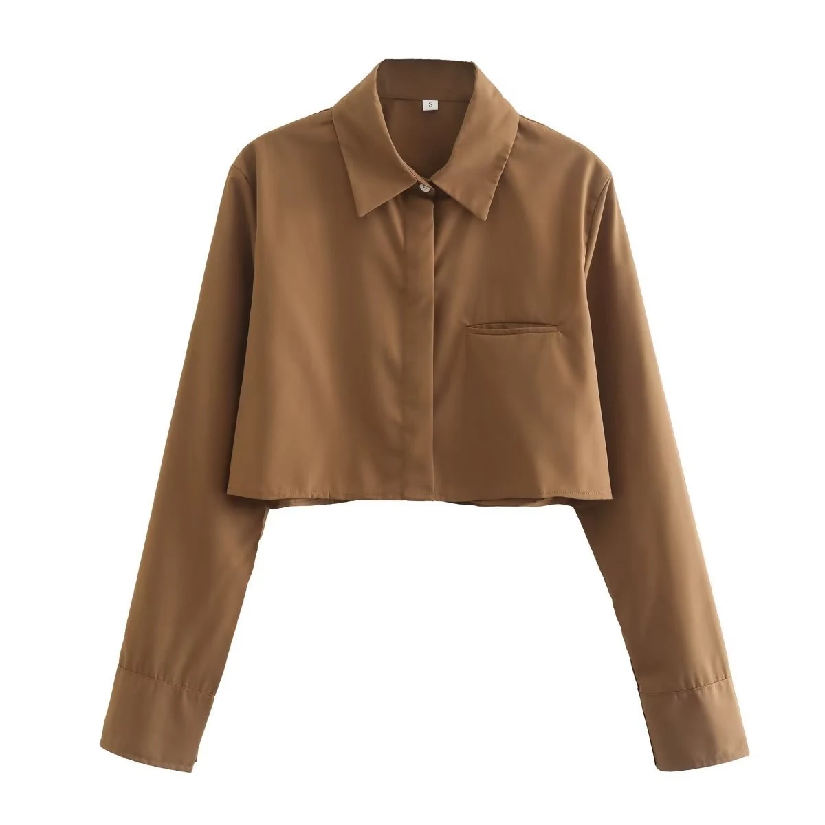 Camisa feminina francesa de lapelas curtas estilo europeu e americano — foto 2