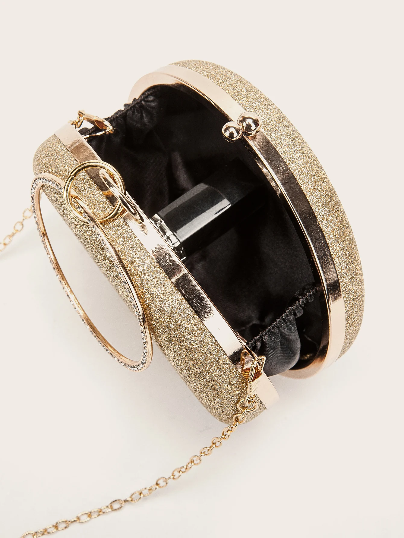 Title 8, Diamondencrusted Handheld Round Box Bag Chain E...