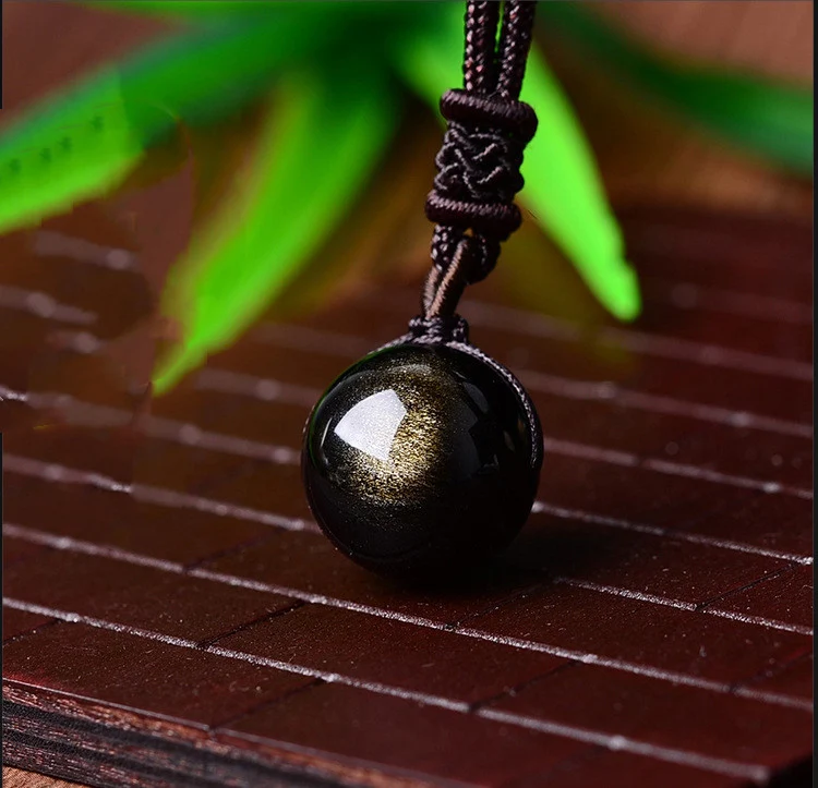 Title 1, Colar Simples de Obsidiana Dourada com Pingente...