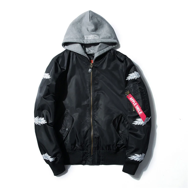 Japanese youth embroidery Harajuku style men's outer pilot jacket, a stylish and comfortable choice for casual wear. — photo 2